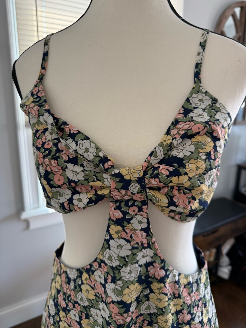 Lulu's Black Floral Cutout Midi Dress with Pastel Blooms - Picture 9 of 14